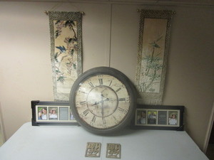 FRENCH CHATEAU LAURENT WALL CLOCK, PICTURE FRAMES, DECORATIVE WALL HANGINGS, SHELF DECOR