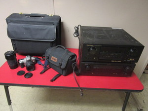 MARANTZ AND DENON STEREO RECEIVERS FOR PARTS, CANON FILM CAMERA, BRIEFCASE
