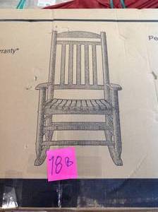 lot 18 image: HAMPTON BAY Glossy White Wood Outdoor Rocking Chair SEE PICS
