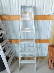 lot 8 image: Silver Metal Ladder