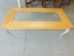 lot 64 image: Vintage Glass Top Coffee Table