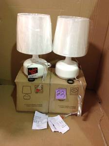 lot 22 image: 17.25 Tall Cheru Modern Mid-Century Touch On Table Lamp, Powder White by ORE in good condition