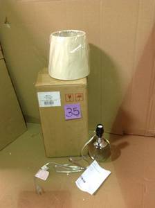lot 35 image: Cassidy 12.5 in. Chrome and Crystal Accent Lamp with Shade by Decor Therapy