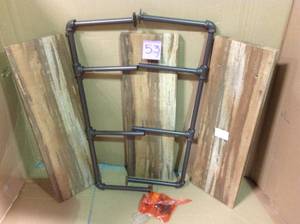 lot 53 image: 35 x 31.5 Three Tier Industrial Pipe Wall Shelf Natural in good condition