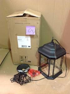 lot 64 image: Kent 15 Inch Tall 1 Light Outdoor Hanging Lantern by Sea Gull Lighting in good condition
