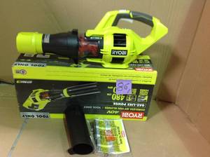 lot 86 image: RYOBI 110 MPH 480 CFM Variable-Speed 40-Volt Lithium-Ion Cordless Jet Fan Leaf Blower - TOOL ONLY in good condition