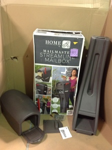 lot 90 image: Step2 Mail Master Streamline Stone Grey OverPost Mounted Plastic Mailbox in good condition