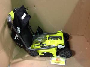 lot 99 image: RYOBI16 in. ONE 18-Volt Lithium-Ion Cordless Battery Walk Behind Push Lawn Mower (Tool Only) in good condition
