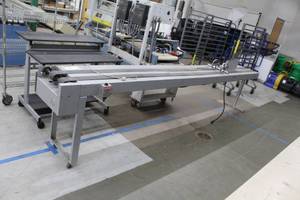 lot 10 image: Videojet Cheshire 12ft. Belt Conveyor System 568 with Genesis KBMA AC Motor Speed Control