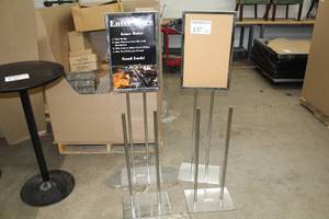 lot 137 image: Lot of (2) Metal Display Signs with 2-Extra Bases