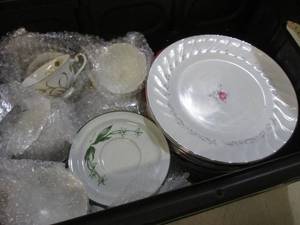 Bin Full of Assorted Vintage Dishes...