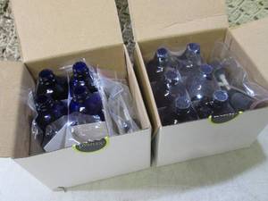 10 Glass 4 ounce Cobalt Blue Bottle...