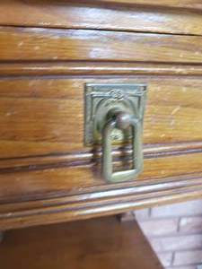 lot 60 image: Antique Marble Top Pedestal Entry Table