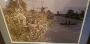 lot 97 image: Framed Art Print- Dutch Canal