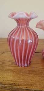 lot 111 image: Collection of Striped Pink Fenton Glass