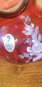 lot 106 image: Collection of Pink Fenton Glass- Handpainted