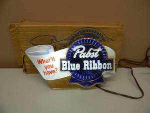 lot 30 image: VINTAGE Pabst Blue Ribbon Beer Sign WHATLL YOU HAVE - Lighted Cash Register Topper NOS WITH ORIGINAL BOX - SEE PICTURES
