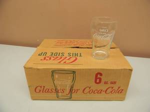 lot 37 image: NEW OLD STOCK SIX OZ. COKE GLASSES IN ORIGINAL BOX - SEE PICTURES