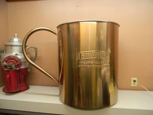 lot 38 image: GIANT SMIRNOFF MOSCOW MULE MUG, STORE DISPLAY - VERY COOL PIECE FOR THE CAVE - APPROX 31 HIGH 26 WIDE - SEE PICTURES