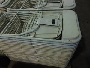 lot 73 image: Lot of 50 White Folding Chairs