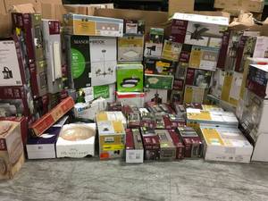 LOT WITH HOME DECOR COLLECTION MANOR & BROOK HAMPTON BAYHALO & COMMERCIAL ELECTRIC LIGHTS DIFFERENT SIZES & COLORS SEE PICS