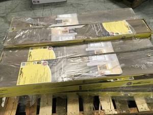 LOT WITH 10 CASES OF TRAFFICMASTER Anniston Oak 7 mm Thick x 7-23 in. Wide x 50-58 in. Length Laminate Flooring (24.17 sq. ft.  case) SEE PICS