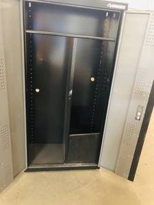 Husky Welded Steel Garage Floor Cabinet in Black costumer returns have some scratches and dents