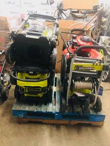 PALLET WHIT ASSORTED OUTDOR TOOLS BATTERY AND GAS MOWERS PRESSURE WASHER ORIGINAL COSTUMER RETURNS