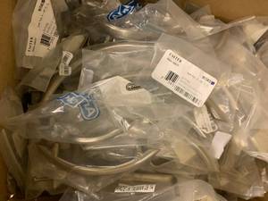 BOX OF ASSORTED BRUSHED NICKEL HANDLES