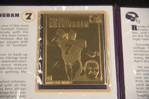 lot 27 image: Randall Cunningham and Randy Moss 22 KT Gold Card Set in Binder