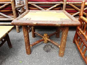 lot 6 image: Old Hickory Side Table 37x37x28
