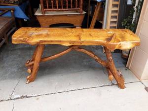 lot 23 image: Rustic Log Console Table 60x20x30