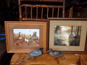 lot 28 image: Duck Hunters Dream By Jack Terry 31x28, Signed Arthur Shellstone 31x24 With 2-Decoys