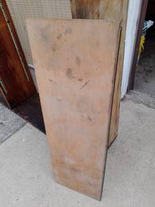 lot 44 image: 8 foot wide x 7 ft. tall vintage Hemlock wood shelving