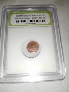 lot 68 image: Authentic Bronze Coin c. 50 BC - 400 AD, Roman Widows mite