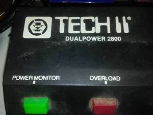 lot 51 image: 3 transformer controls - Tech II Dual Power 2800 controller and more.Model railroading