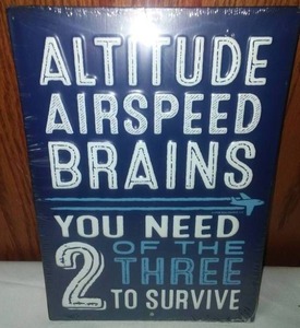 lot 84 image: Pilot Metal Sign Altitude, Airspeed, Brake,