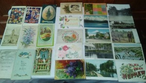 lot 95 image: Antique Vintage Post Cards 24 postmarked 1906-09, 11, 12 13 and more, India Prime Minister cards.