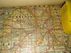 lot 100 image: Vintage Minnesota Wall Map 1920, 48 wide x 48