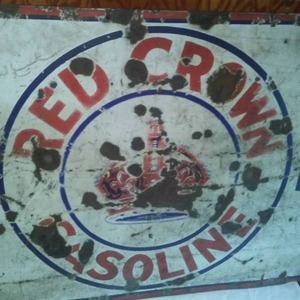 lot 114 image: Vintage Red Crown Gasoline Porcelain Metal Sign.