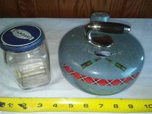 lot 157 image: Curling Rock Alcohol and bottle  Standard motor jar.