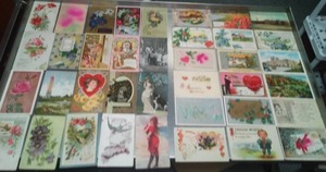lot 221 image: 38 Post cards postmarked, Valentine, greeting & general.