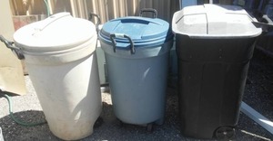 lot 234 image: 3 rolling garbage cans and covers
