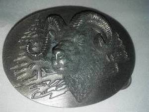 lot 316 image: Rams Head Belt Buckle Siskiyou Pewter, 6-8 made in USA.