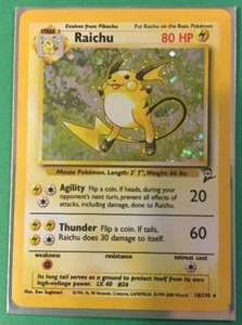 lot 1 image: Raichu 16130 stage one Pokemon Card holofoil