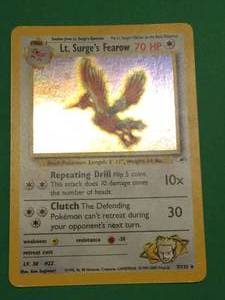lot 20 image: Lt. Surges Fearow 7132 holofoil pokemon card