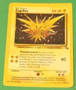 lot 15 image: Zapdos 1532  Pokemon Card holofoil