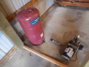 lot 8 image: 12 HP Shallow WellLake Pump w Pressure Tank, Etc.