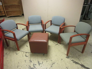 lot 804 image: BRANDRUD FURNITURE RECEPTION CHAIRS, AND OTTOMAN