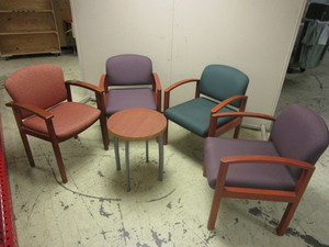 lot 805 image: RECEPTION CHAIRS, AND KRUG ACCENT TABLE